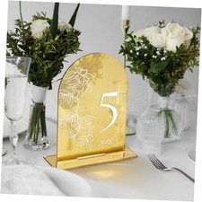 10 Pack Acrylic 5x7 Arch Table Sign for Wedding with 5x7", 10 Sets Gold Mirror