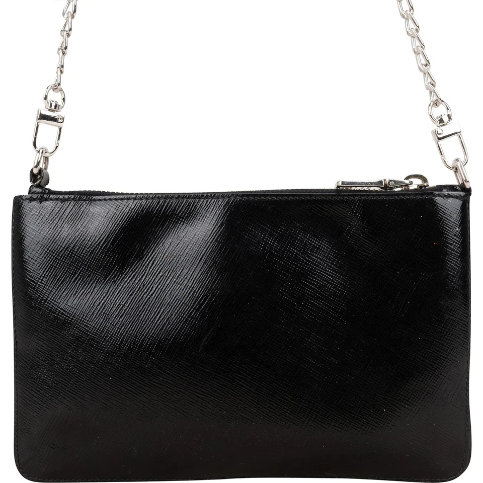 Prada Saffiano Patent Leather Flower Shoulder Bag Tasche - Bild 4 von 4
