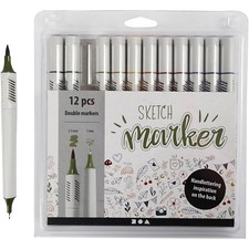 Sketch markers, 1 Pack, 12 pcs., Line 1+2-5 mm, Mute Colors