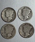 1917 P D S (4 PIECE LOT) Mercury Silver Dimes FREE SHIPPING