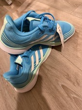 adidas Courtflash K Kids Tennis Shoes Blue White Synthetic Lace Up Size 1