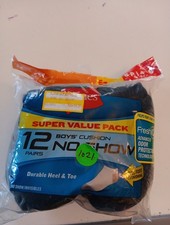 Hanes Boys' Small 4.5-8.5 EZ Sort Comfort Toe Seam No Show Socks Black-12 Pack