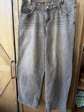 No Bounderies Grey/Black Wide Leg Denim Pants Size 10 Women's