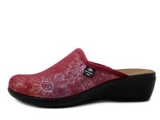 Women's Red Velvet Slippers Genuine Leather Insole Medium Wedge FLY FLOT