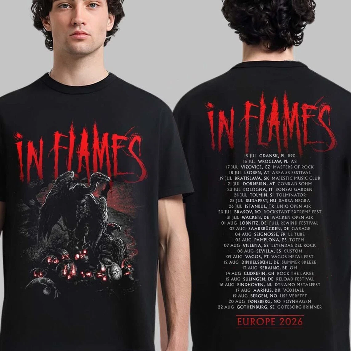 In Flames Europe Tour 2026 Concert Dates T-Shirt
