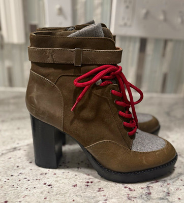 Antonio Melani Womens Suede Colorblock Lace-Up Ankle Bootie US 8 Zipper