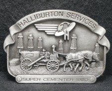 XD01154 *NOS* VINTAGE 1982 ***HALLIBURTON SERVICES SUPER CEMENTER*** BELT BUCKLE