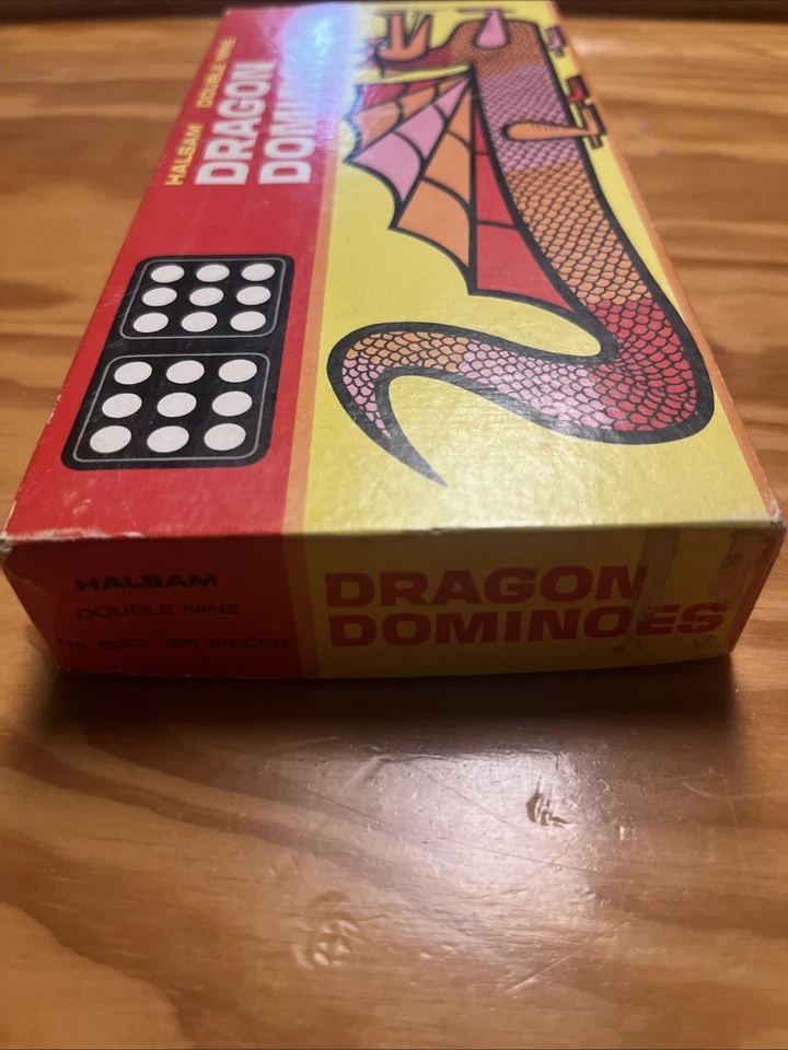 Dominó Halsam Doble Nueve Dragón Madera en Caja Nº 920 55 piezas completas Foto 4 de 4
