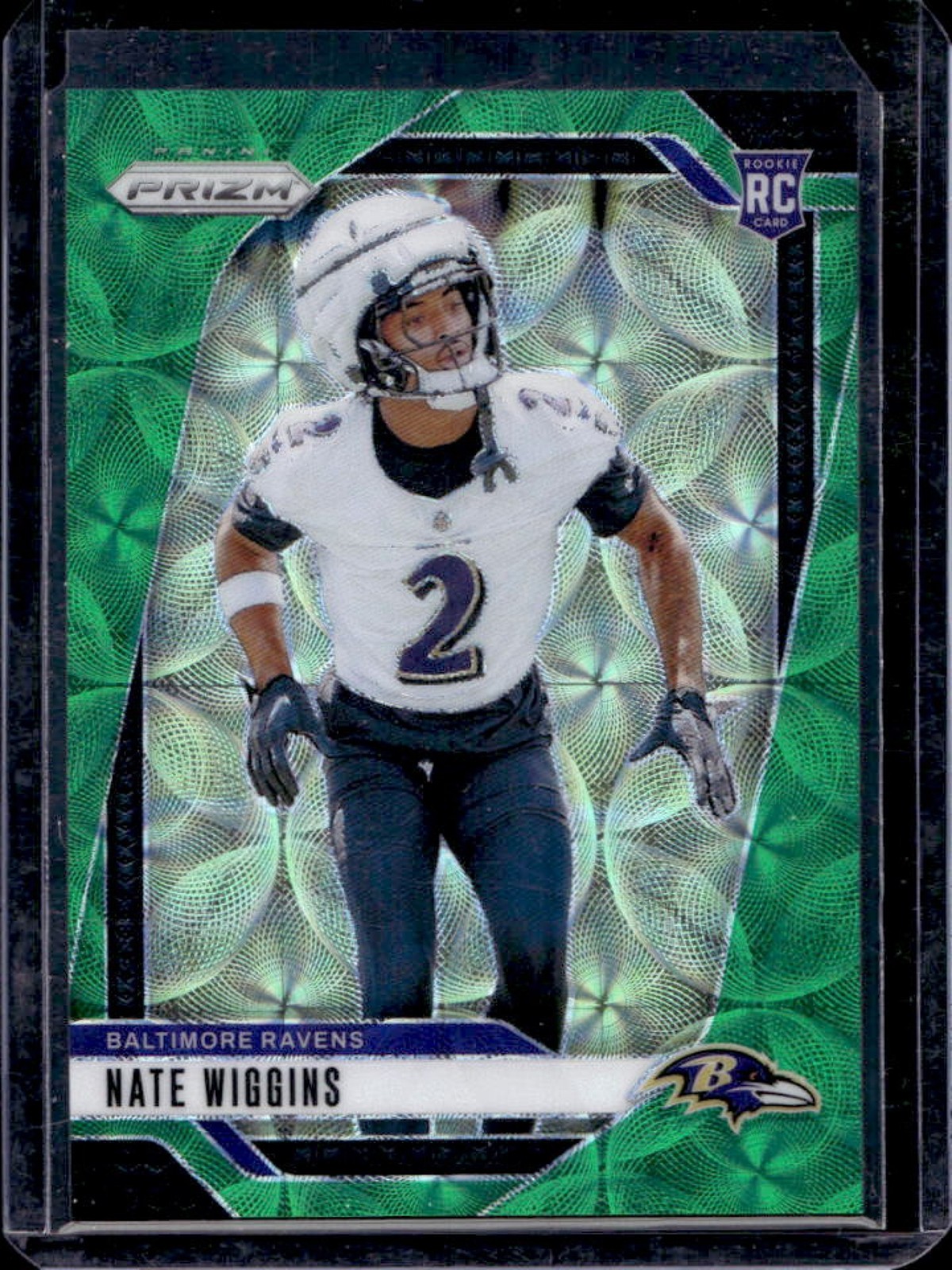 2024 Prizm Nate Wiggins Auto RC Green Scope Rookie #58/75 Ravens