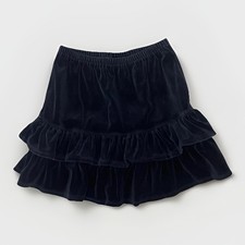 Hanna Andersson Girls Skirt Tiered Ruffle Velvet Black Size 6-7 120 cm