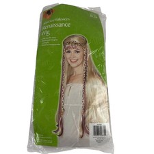 Halloween Renaissance Wig Adult Size Blond Braids Costume Accessory