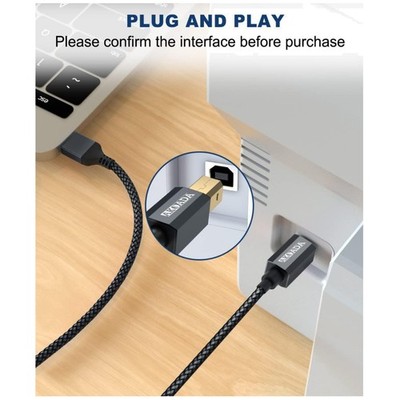 Nylon Braided Printer Cable 15ft USB 2.0 Male to B Male