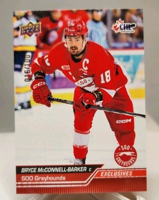 2023-24 Upper Deck CHL Bryce McConnell-Barker Red Exclusives /100 SP Greyhounds