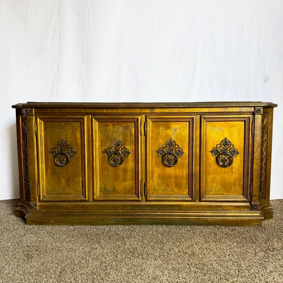 Aparador/credenza vintage Hollywood Regency dorado pintado Foto 2 de 4