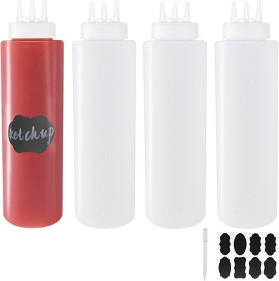 4er Pack 32oz/1000ml Kunststoff Squeeze Sauce Flaschen, 3-Loch Squirt Gewürz... 