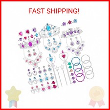 NINAOR 56 Pack Princess Jewelry for Girls Princess Dress Up Accessories Kids Pla