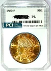 1880-S  Gem BU  +++++  PL Proof-like Morgan Dollar Glowing Rainbow  PL