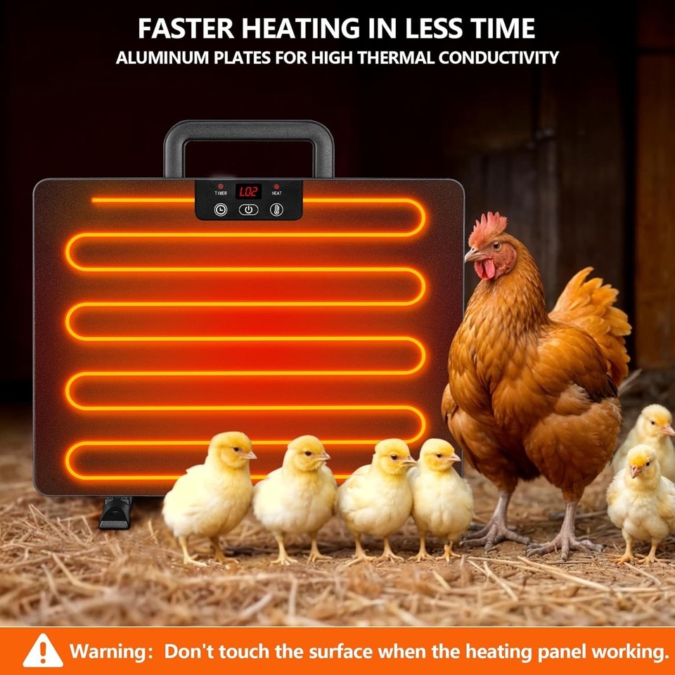 200W Adjustable Radiant Chicken Coop Heater – Overheat & Short-Circuit Protection