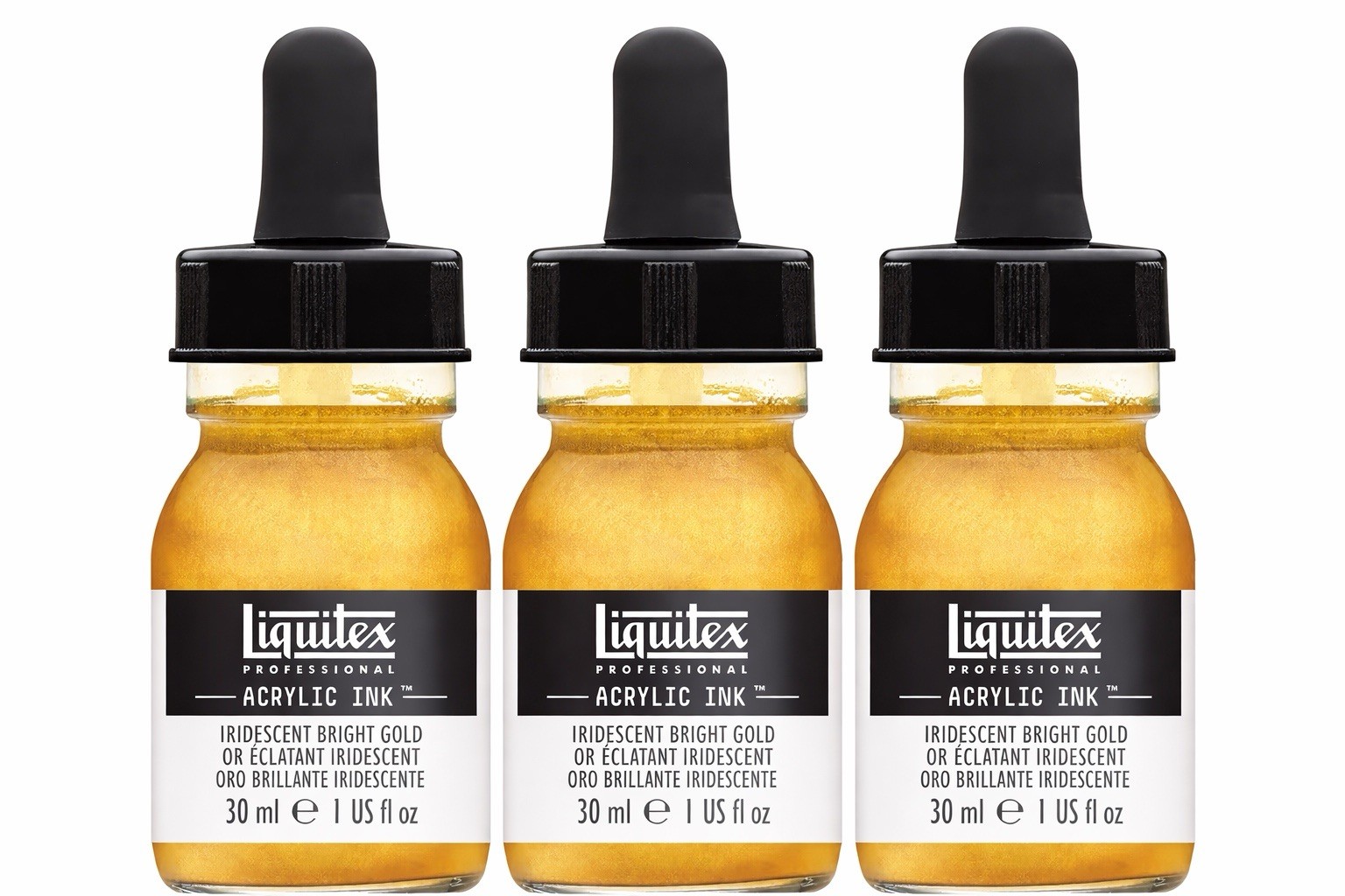 Liquitex Professional Acrylic Ink Iridescent Bright Gold 30ml For Calligraphy... - Image 3
