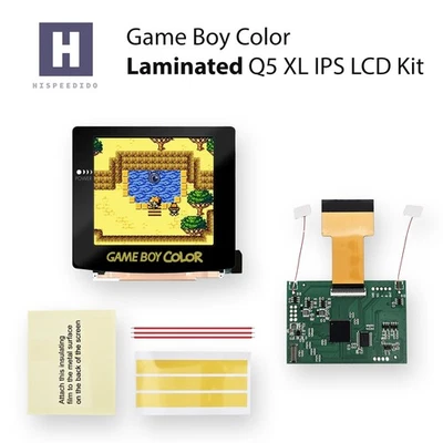 FÜR NINTENDO Hispeedido NEW Q5 XL LAMINATED IPS Kit für Game Boy Color GBC Backlight Black