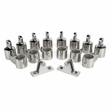 16PC 1" Bimini Fittings - 4-Bow Stainless Steel Marine Set