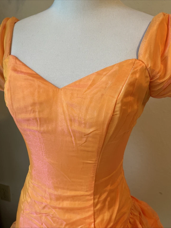 Vestido Zum Zum Talla 3 Naranja Iridiscente Años 80 🍒🍒 Foto 2 de 4