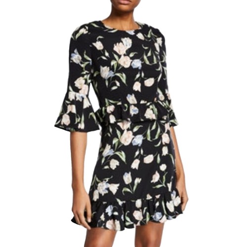 madewell silk lace-up dress in assam floral print NEW Madewell Silk Lace Up Dress In Assam Floral Babydoll Dress 3/4 Sleeve SZ XS