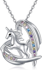 Unicorn Heart CZ Necklace 925 Sterling Silver Pendant Gifts for Daughter Women