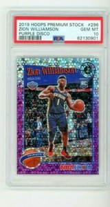 2019-20 NBA Hoops Premium Stock Zion Williamson Purple Disco Rookie #258 PSA 10