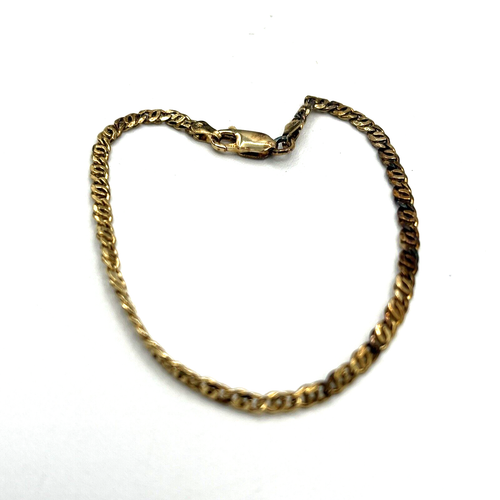 Bracciale vintage Vermeil argento sterling 925 catena marinaio piatta 7,5" - Foto 4 di 7