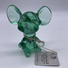 Fenton Art Glass Mouse Figurine Green Hand Painted
