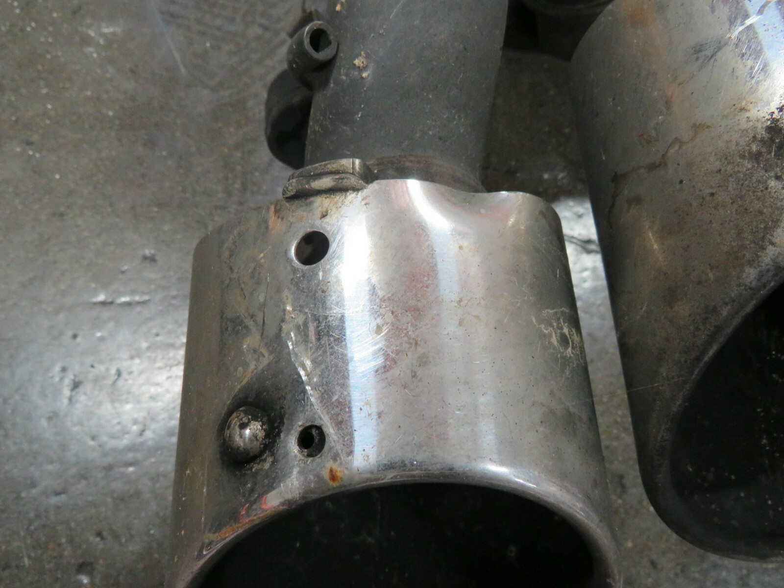 Maserati Quattroporte, LH, Left, Muffler, Used, Dented Tip, P/N 670030851