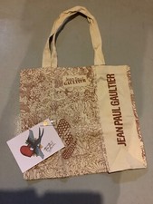 Jean Paul Gaultier JPG Tattoo Tote Bag Red Beige Canvas Beach Postcard Clip