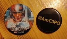 NYCC Random Lot of 2 Star Wars promo button pins #IAmC3PO Poe Dameron