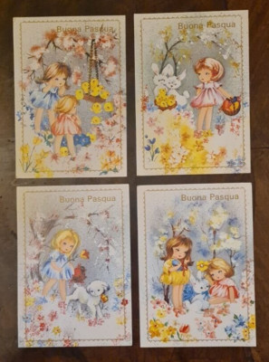 Happy Easter Kids Postcards_Lot of 4 Pieces