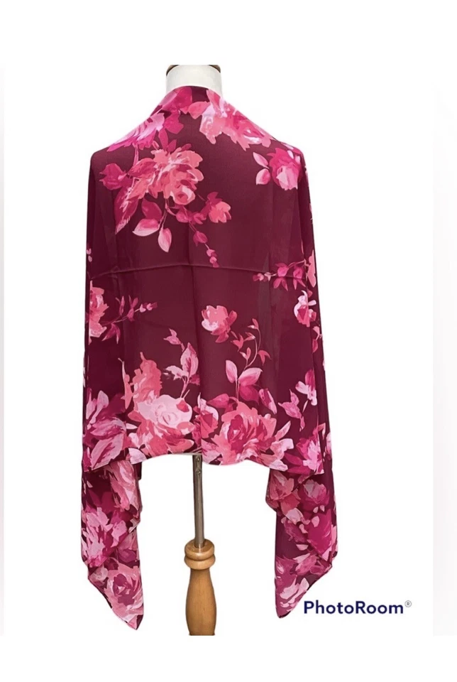 ISAAC MIZRAHI LIVE Bufanda - Chal - Envoltura Floral Rosa y Rojo X-Grande Poliéster 33x77 Foto 2 de 4