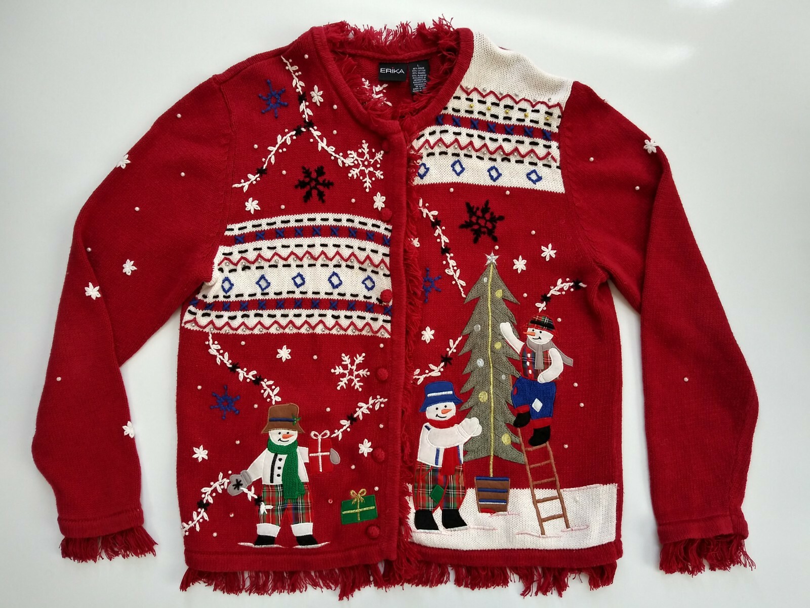 Vintage ERIKA Ugly Tacky Christmas Red 