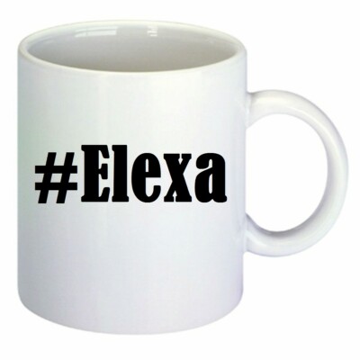 Kaffeetasse #Elexa Hashtag Raute Keramik Höhe 9,5cm in Weiß
