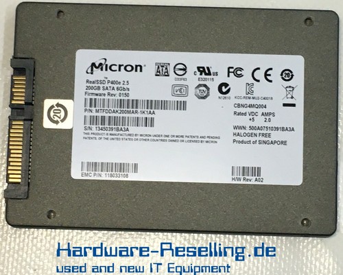 MICRON 200GB RealSSD P400E 200-MTFDDAK200MAR 1180331  SATA SSD EMC 118033108