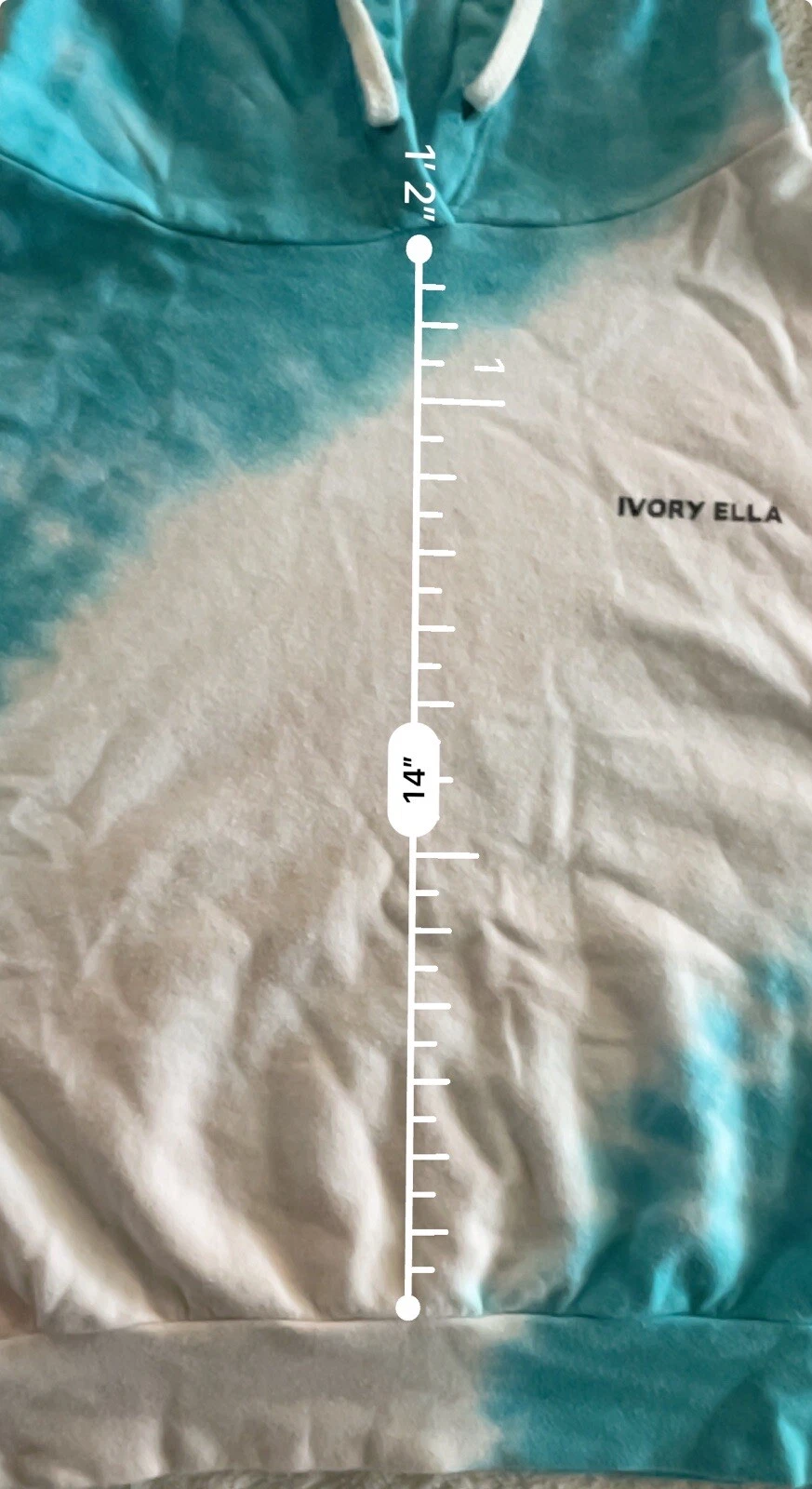 OFF WHITE Felpa con cappuccio tagliata avorio ella verde acqua e cravatta bianca tinta taglia small