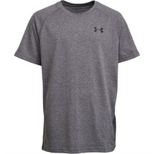 Under Armour Junior Boys Grey Marl Tech Jersey Top New (Sizes From 6-20 Yrs)