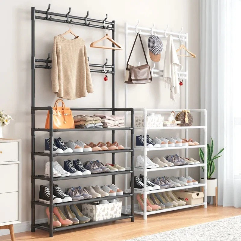 5 Tier Shelves Shoe and Coat Rack for Entryway Organizer Metal