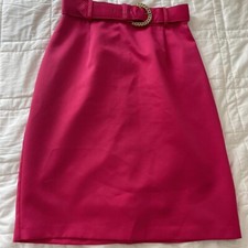 Vintage 80s Ellen D Pink Pencil Midi Skirt Size 14 Maximalist