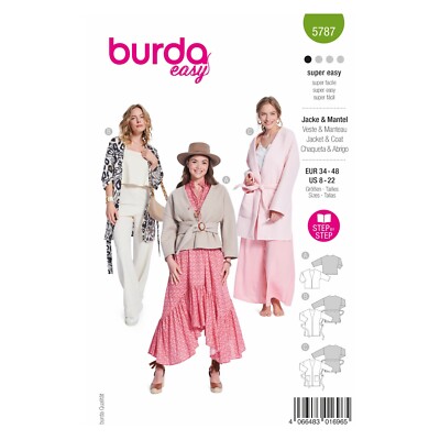 Burda Easy Schnittmuster Nr. 5787 - Jacke & Mantel - Lodenjacke - Lounge Coat