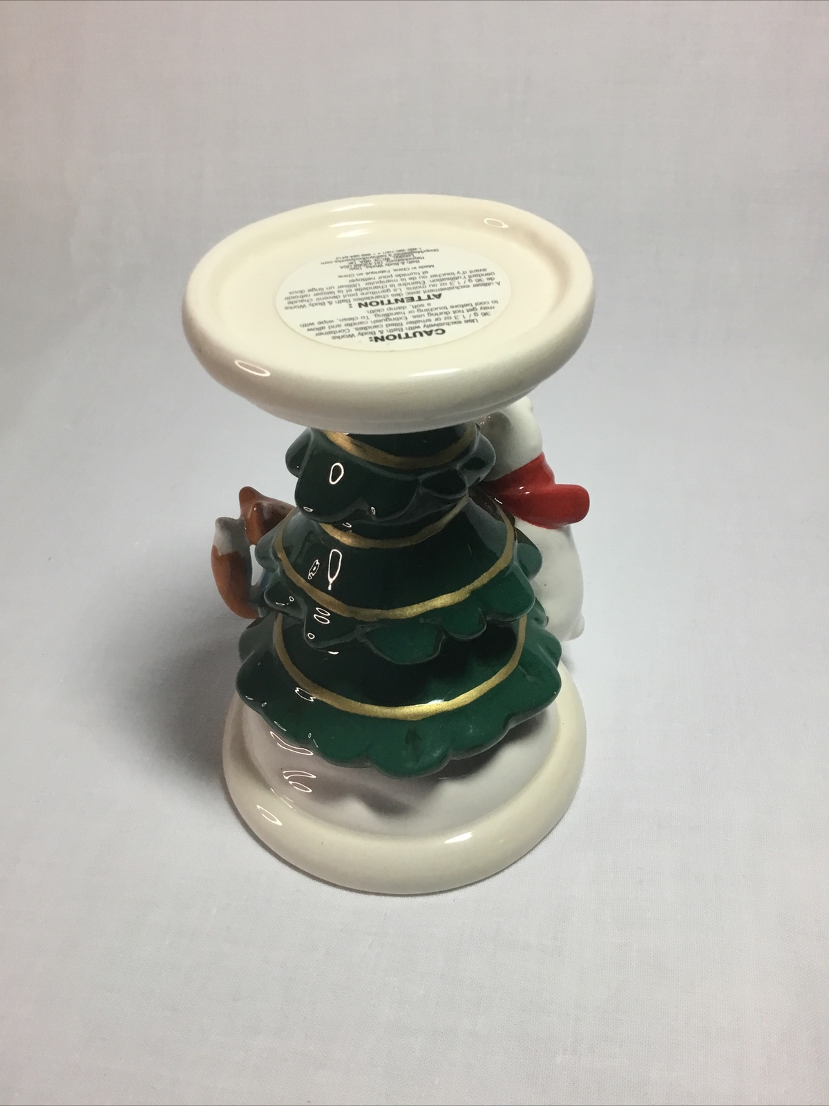 Bath And Body Candle Holder Bear & Fox Decorating Christmas  Tree 4.5"  C2