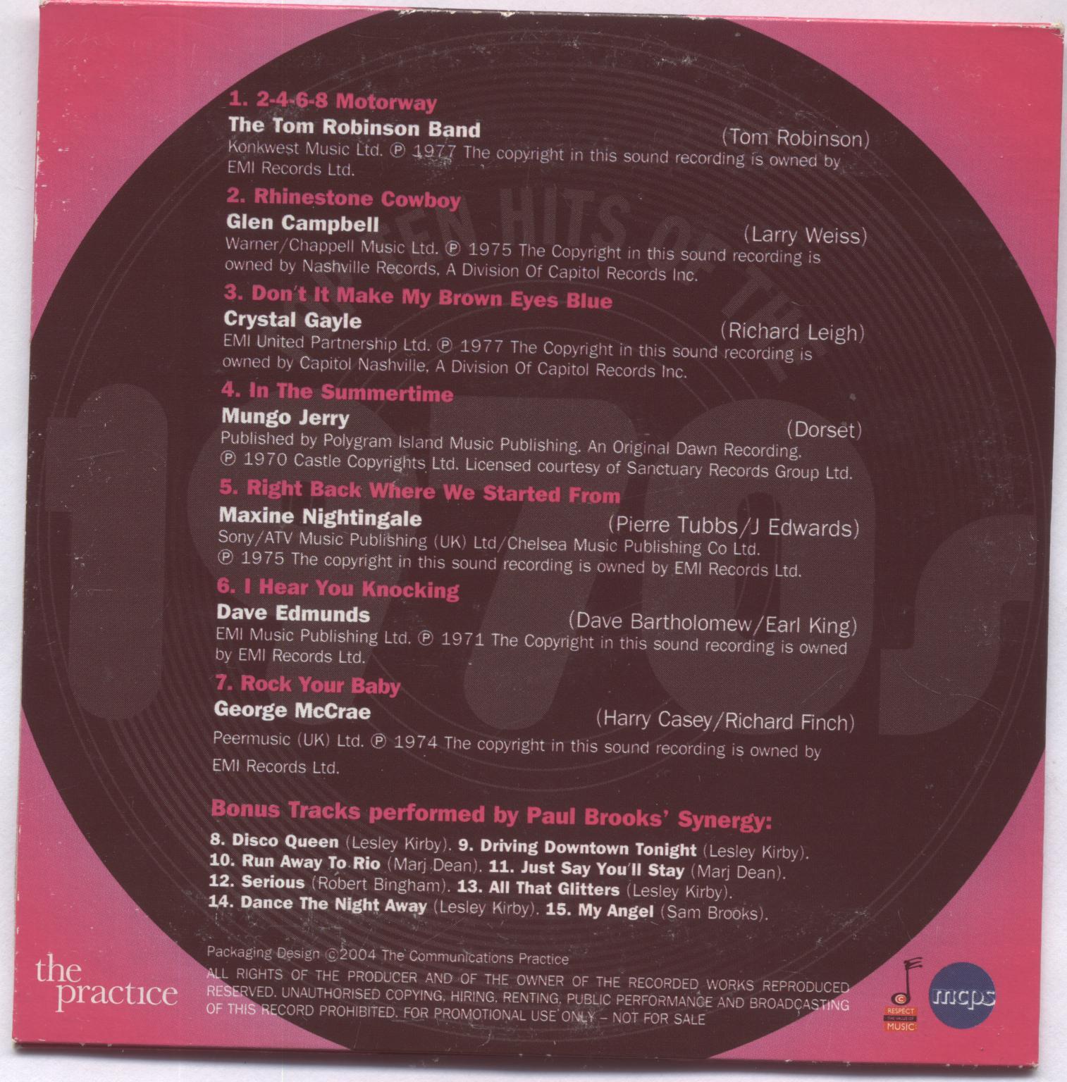 TOP TEN HITS OF THE 1960s & 1970s PROMO 2 CD SET SMALL FACES, ALAN