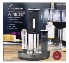 Rabbit 8 Piece Electric Wine Set - Silver/Black (Open Box)