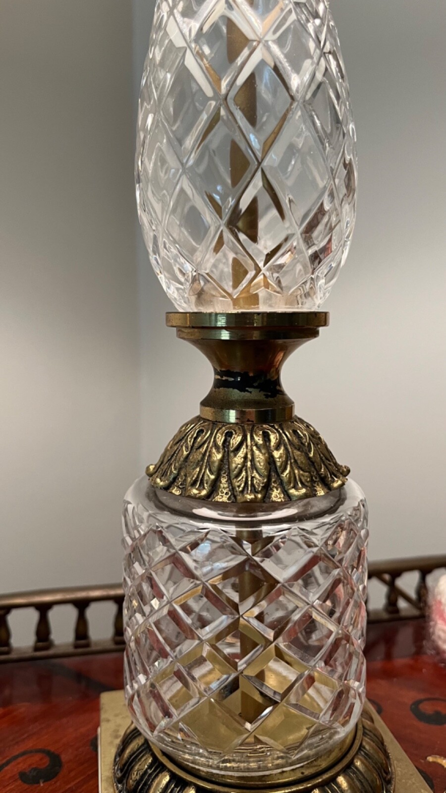 Vintage Waterford Style Crystal & Brass Lamp eBay
