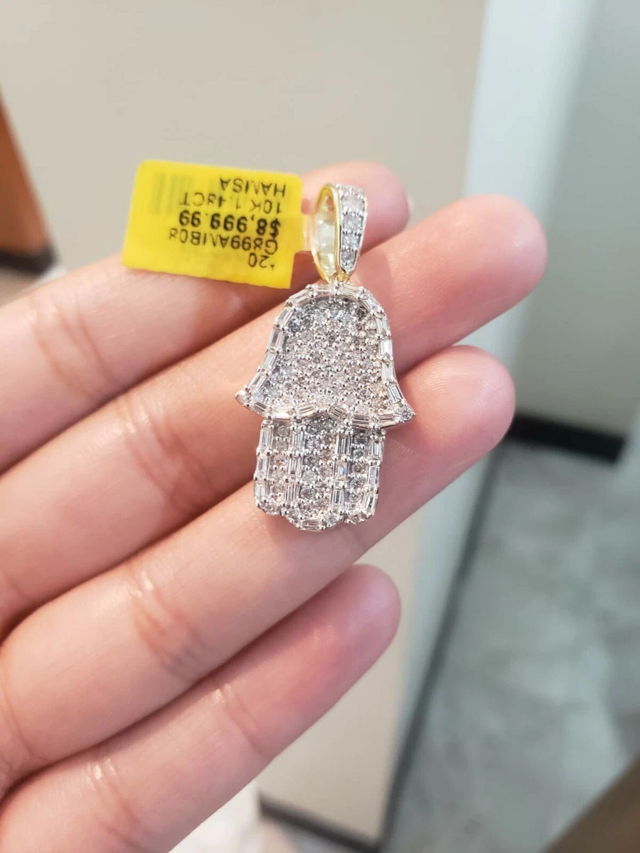 Gold diamond 2024 hamsa pendant