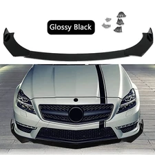 Car Front Bumper Lip Spoiler Splitter Body Kit Fit Mercedes-Benz Glossy Black